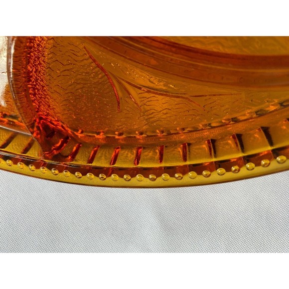 Indiana Glass Golden Amber Leaf Pattern Deviled Egg and Relish Tray - Picture 6 of 7